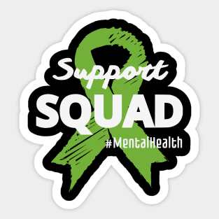 Support Squad Mental Health Awareness Lime Green Ribbon Sticker